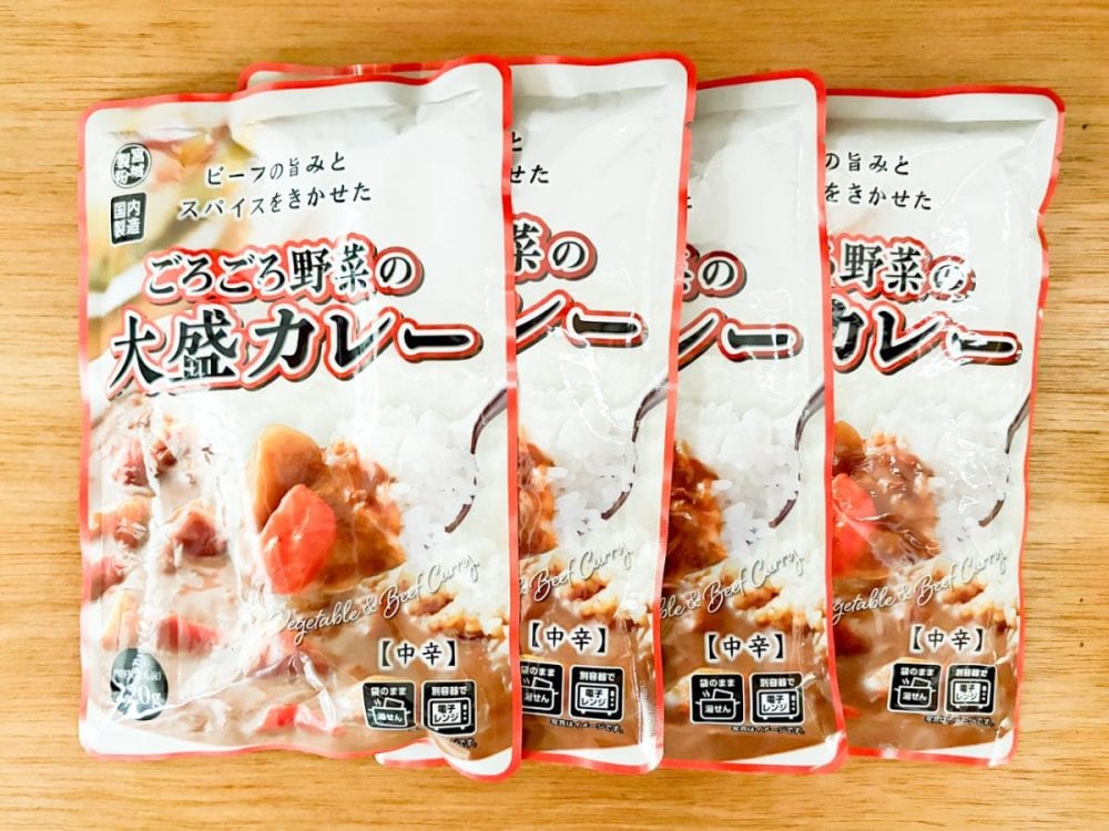 4食セットの税込購入価格が278円の「野菜カレー」は、高級になりがちなビーフの旨みをきかせているというのに、1食あたり69.5円と超コスパ食