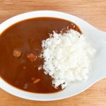 小さい角切り豚肉が3、4粒ほどだけなので、ポークカレーと言うにはちょっと物足りなさを感じるかな