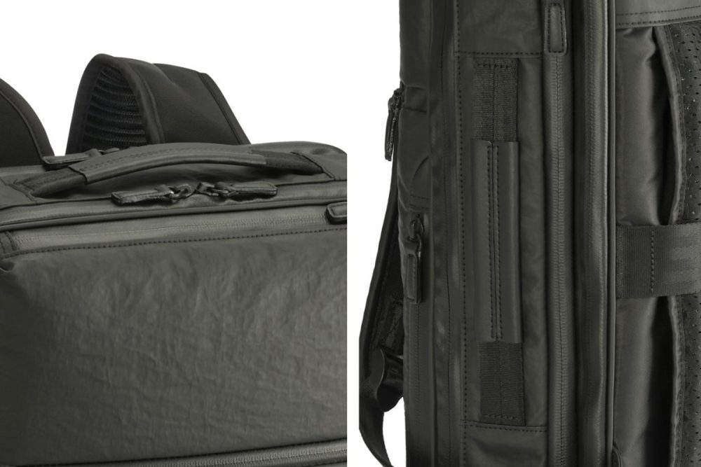 手持ちに便利な「トップハンドル」と、網棚への上げ下ろしに便利な「サイドハンドル」を装備