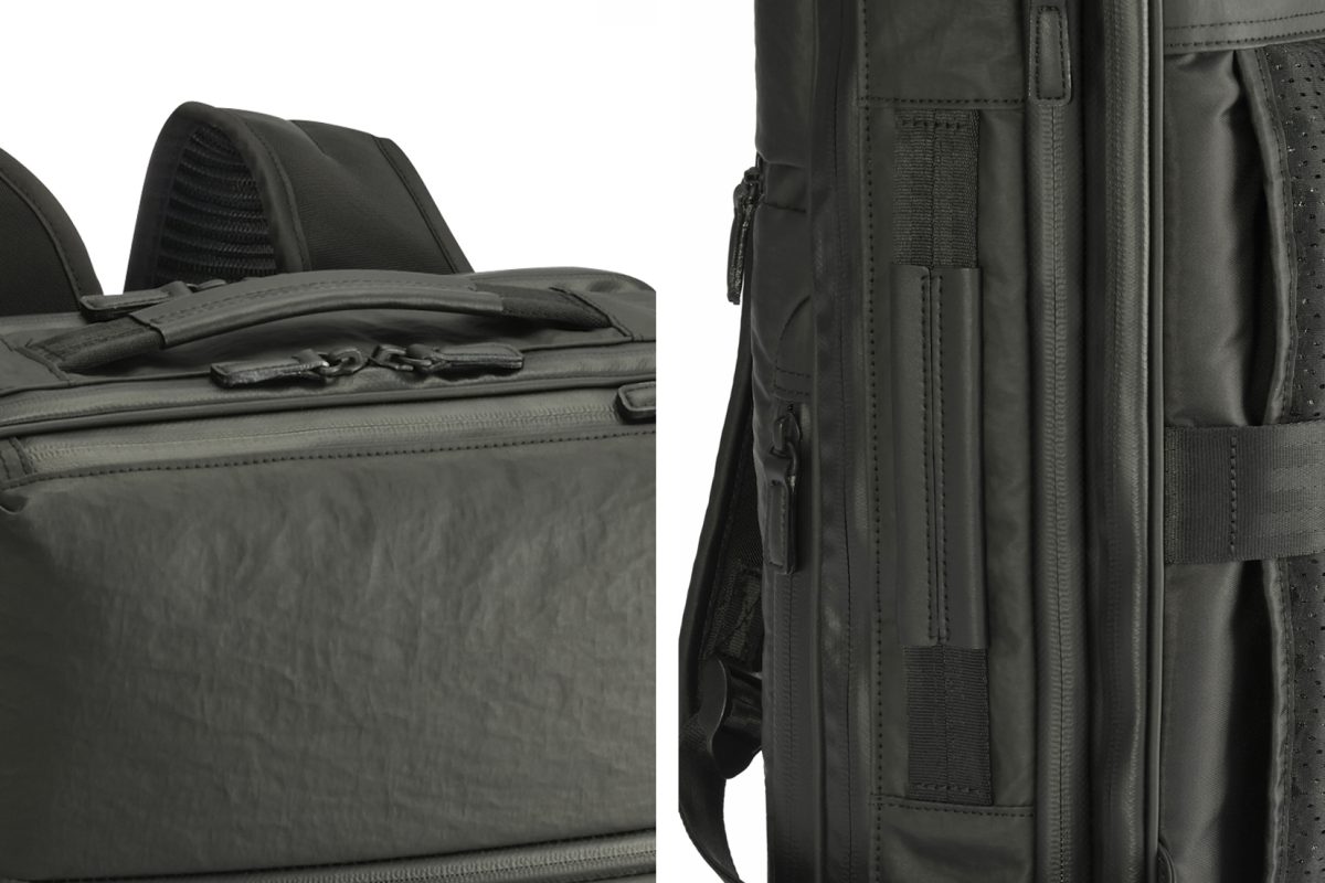 手持ちに便利な「トップハンドル」と、網棚への上げ下ろしに便利な「サイドハンドル」を装備