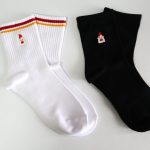 からあげクン靴下　ライン/ブラック