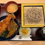 てんや　たれづけあじわい天丼（小）藪そばサービスセット（みそ汁付）　