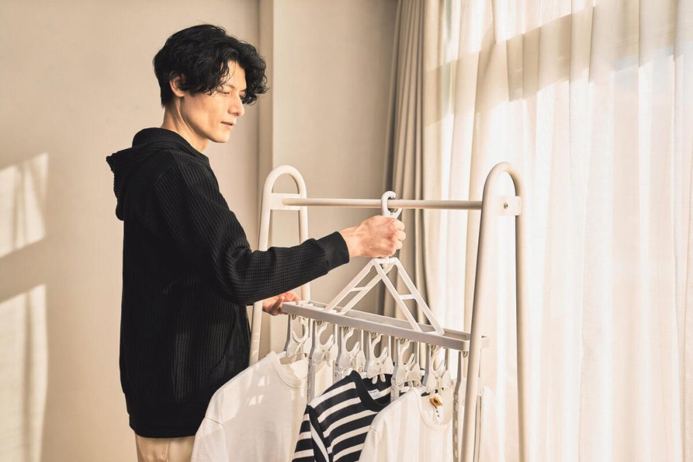 干すのも取り入れも簡単