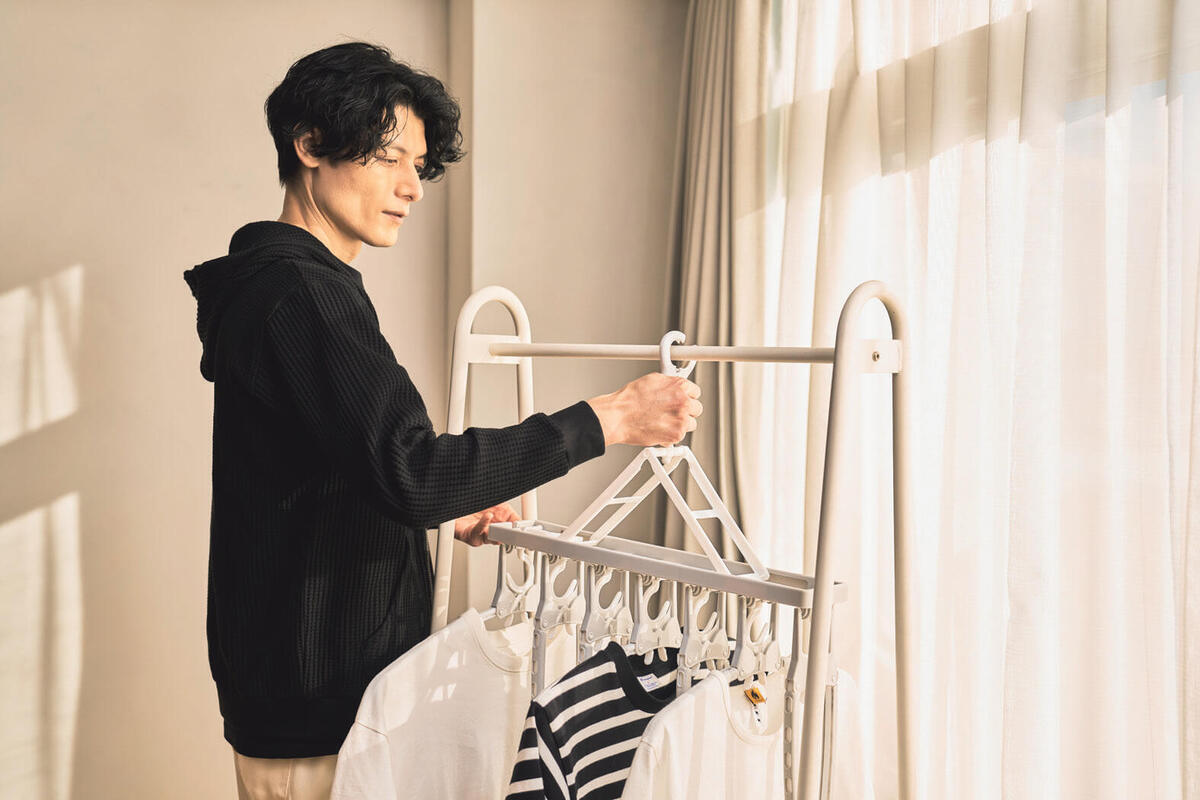 干すのも取り入れも簡単