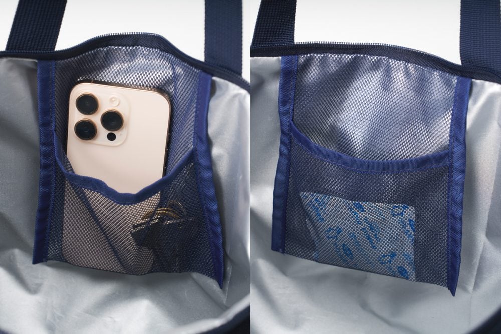 バッグ内のメッシュポケットはいろいろな用途で使える