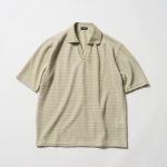 テクスチャーメッシュ５分袖スキッパーポロシャツ ￥1,280