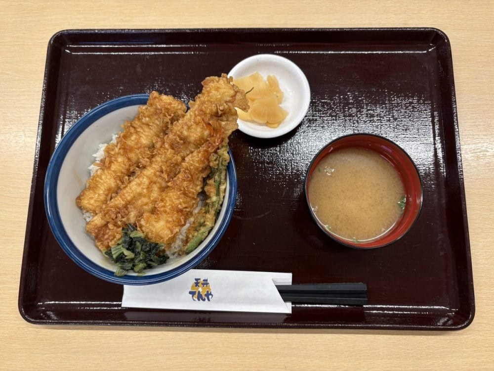 天丼てんや　たれづけ⼤江⼾天丼（みそ汁付）