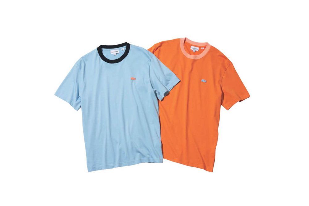 ラコステ　配色ネックリブTシャツ