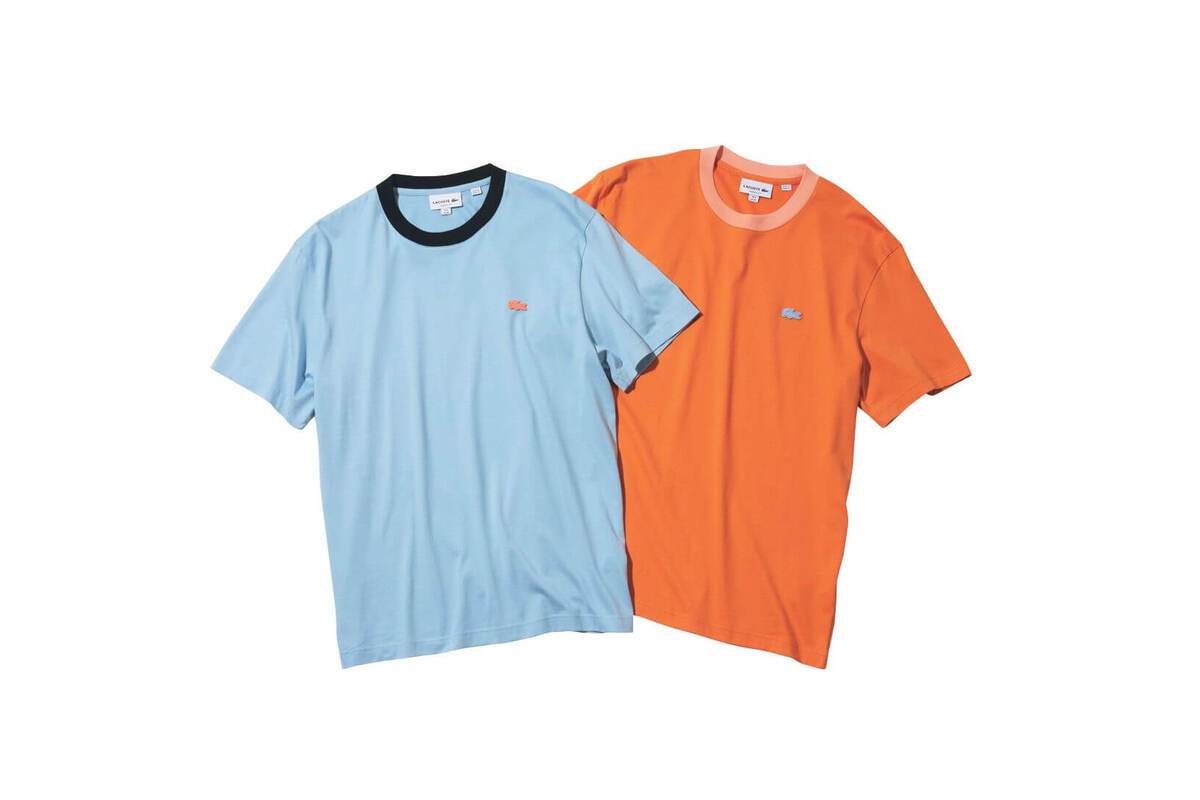 ラコステ 配色ネックリブTシャツ