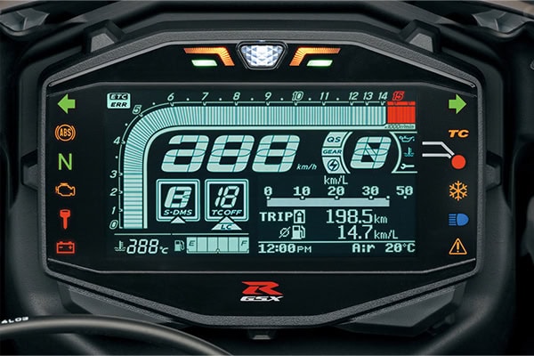 豊富な情報を見やすくライダーに提供してくれる液晶ディスプレイインストルメントパネル