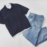 白がチラッと見えることで顔の血色も良く見え、コーディネートにメリハリが。ボトムは色落ちの綺麗なジーンズにしてあげると爽快感のあるタウンユースなスタイルに