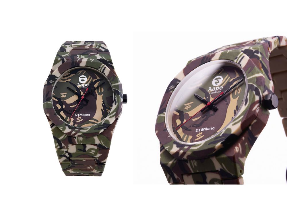 D1 Milano × AAPE BY A BATHING APE®「PCBJAAPE」¥41,800/クォーツ/41.5㎜径/5気圧防水