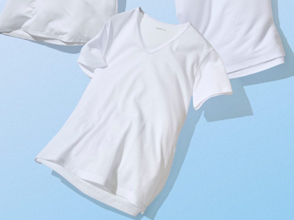 無印良品　さらっと綿メッシュ編み Ｖネック半袖Ｔシャツ