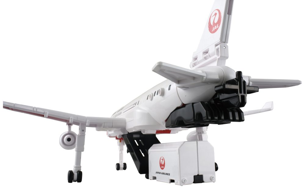 旅客機からロボットへ変形するだけでなく、旅客機からコンテナを発車する遊びが楽しめる