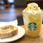 「とろり蜜芋 紅はるか フラペチーノ」と「マロンパウンドケーキ」