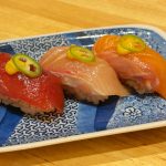 ピリッと刺激的！「青唐辛子をつかった島寿司3貫盛」