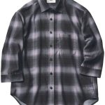 ikka　シアーチェック7分袖シャツ
