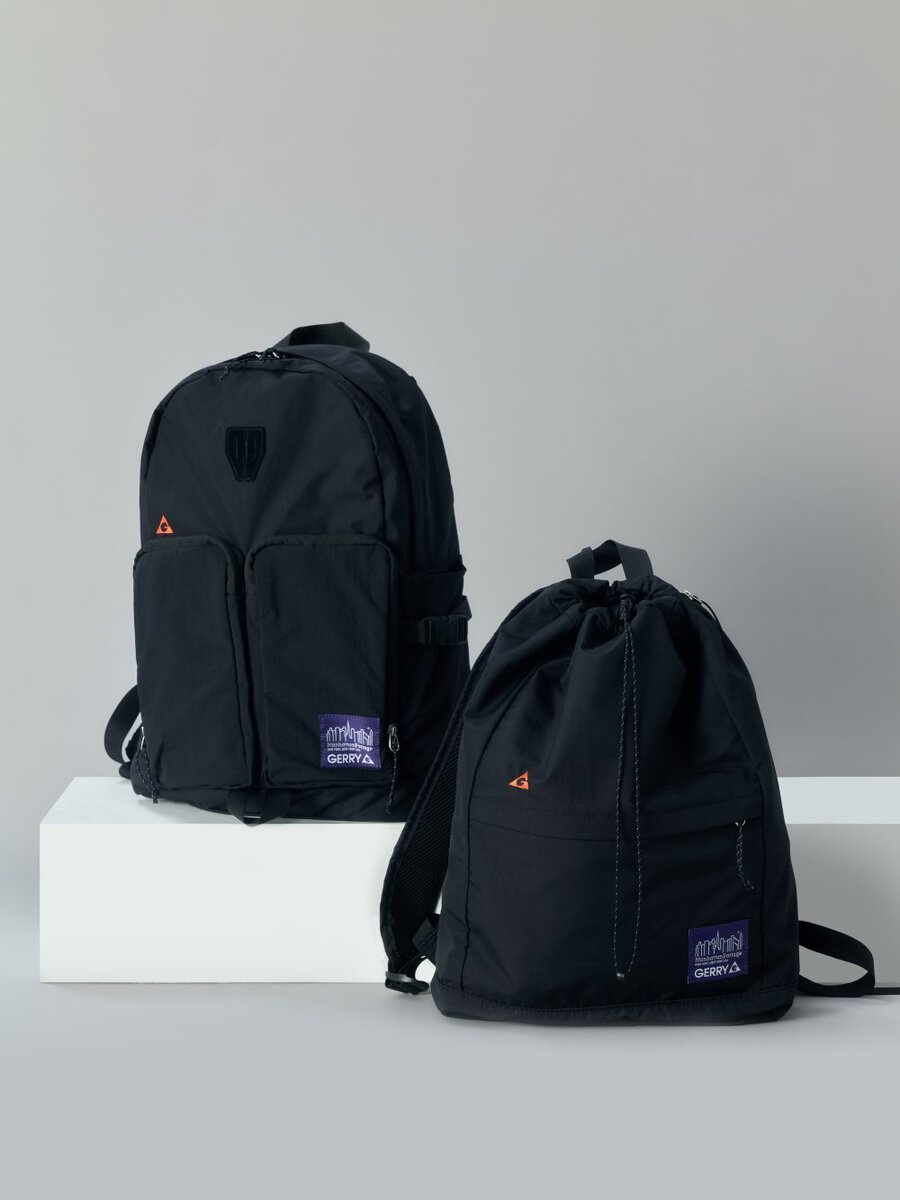 マンハッタンポーテージ×ジェリー／すべて2色展開 「NEWBURGH BACKPACK」￥26,180／W34.6×H45.5×D16㎝ 「FORT TRYON BAG」￥14,300／W28-35×H48×D14.5㎝