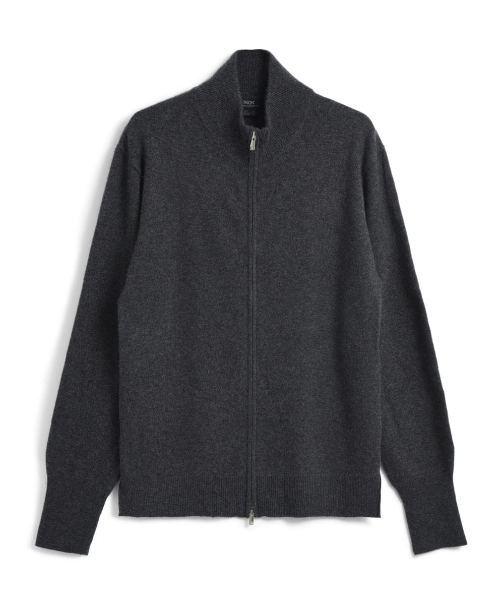 タイオン「ハイネックフルジップ カシミヤセーター」¥16,940