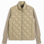 タイオン「ハイネックフルジップ カシミヤスリーブ ダウンジャケット」¥16,940