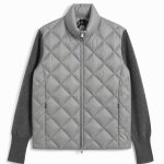 タイオン「ハイネックフルジップ カシミヤスリーブ ダウンジャケット」¥16,940