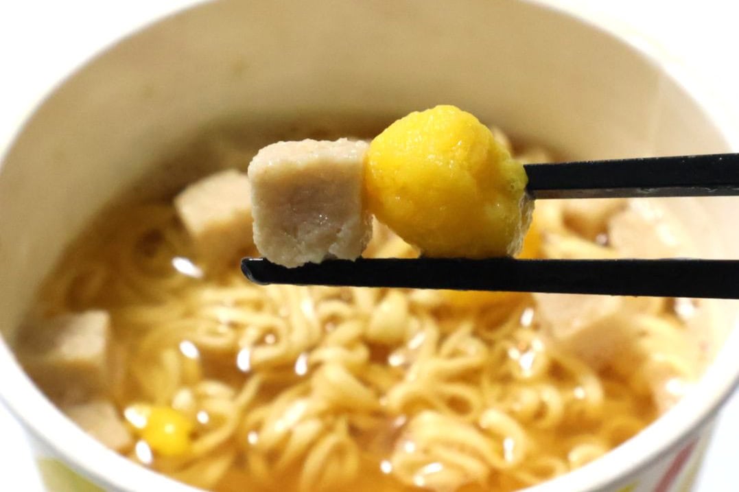 具材はおなじみの卵っぽいやつと、謎肉の鶏むねバージョンの２つのみ