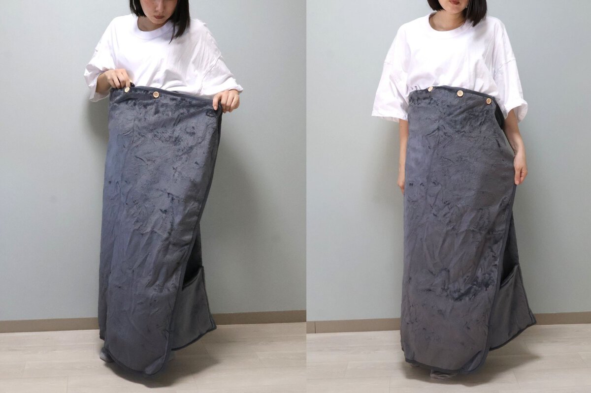 身体に巻き付けて着用すれば、スカートのように下半身を覆うことができる
