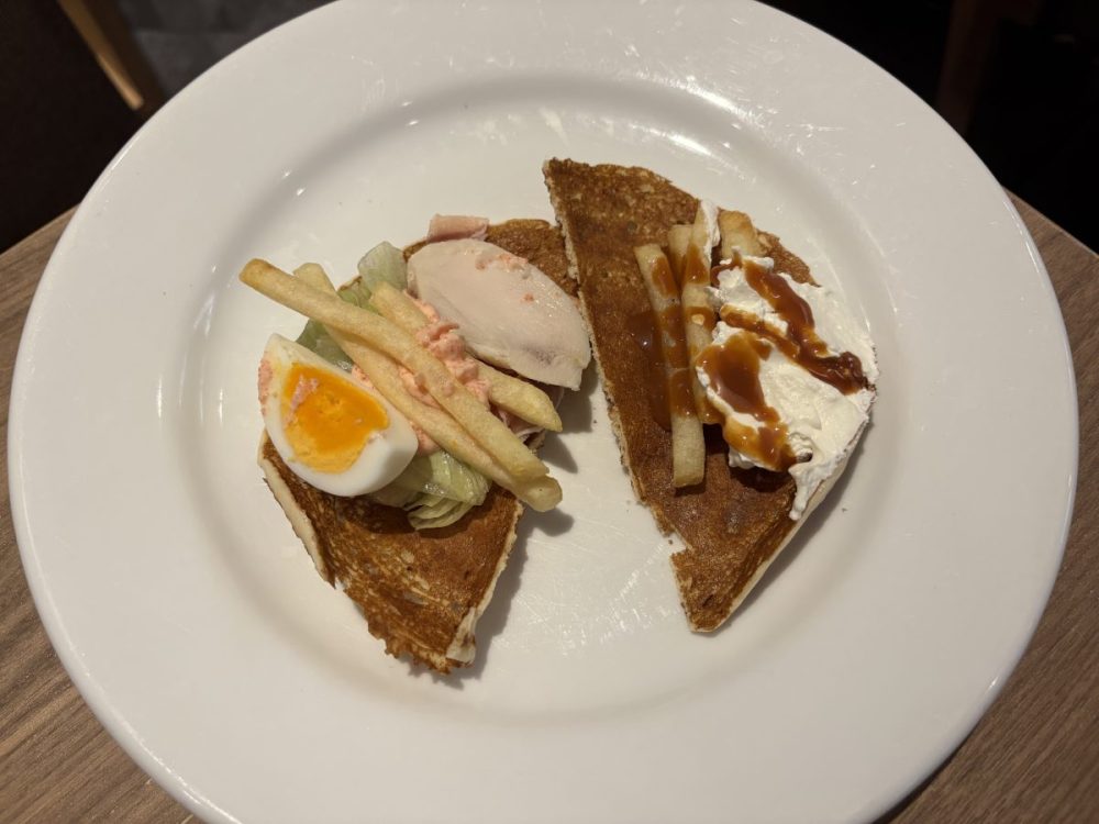 ミニクリスピークレープを半分に切れば、1枚で複数の楽しみ方もできる