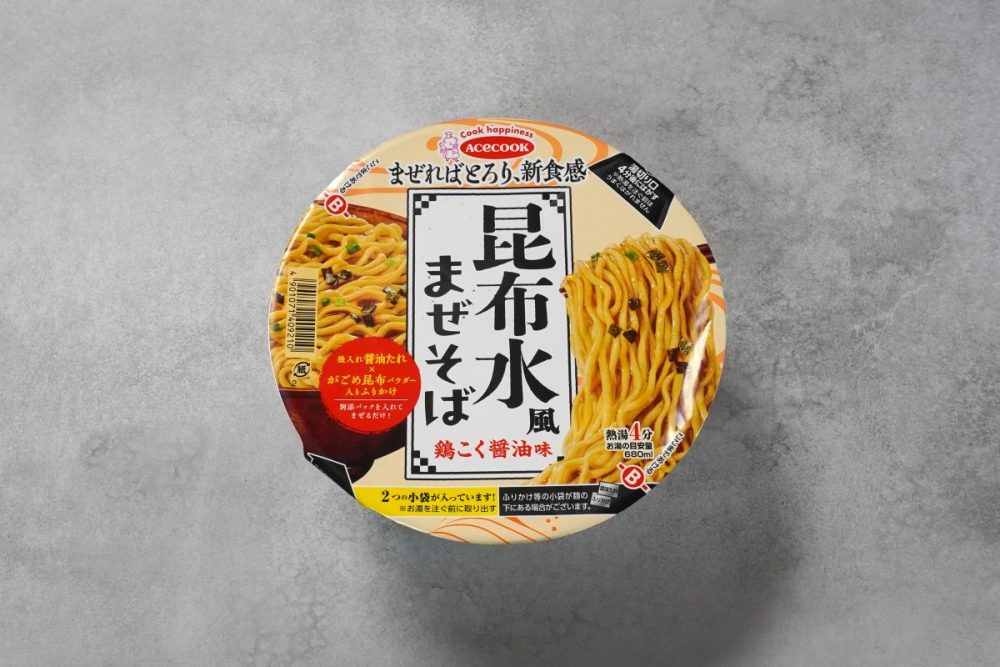 エースコック 昆布水風まぜそば 鶏こく醤油味 ¥298(税抜