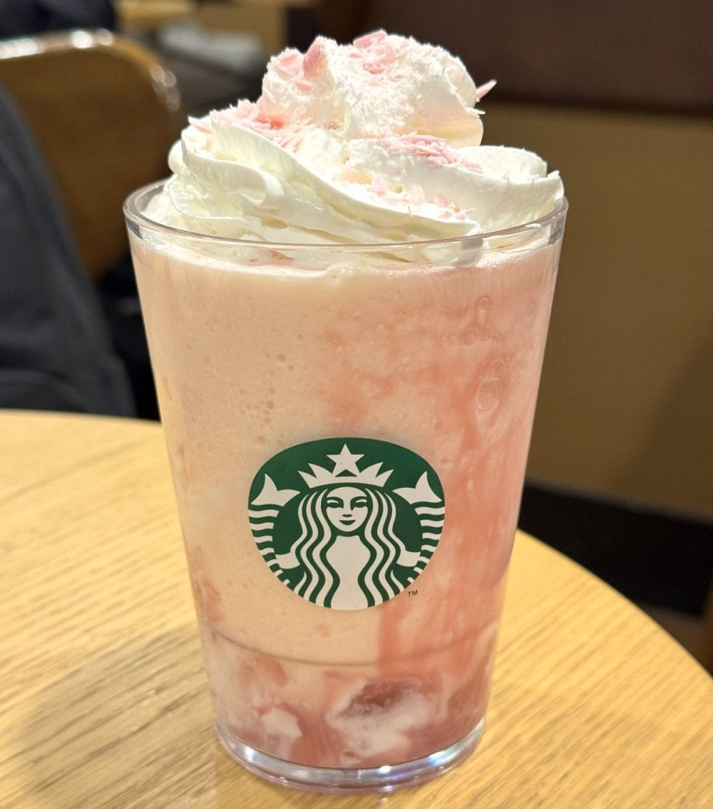 スターバックスコーヒー「桜 咲くよ 白桃 フラペチーノ」￥700（Tall）