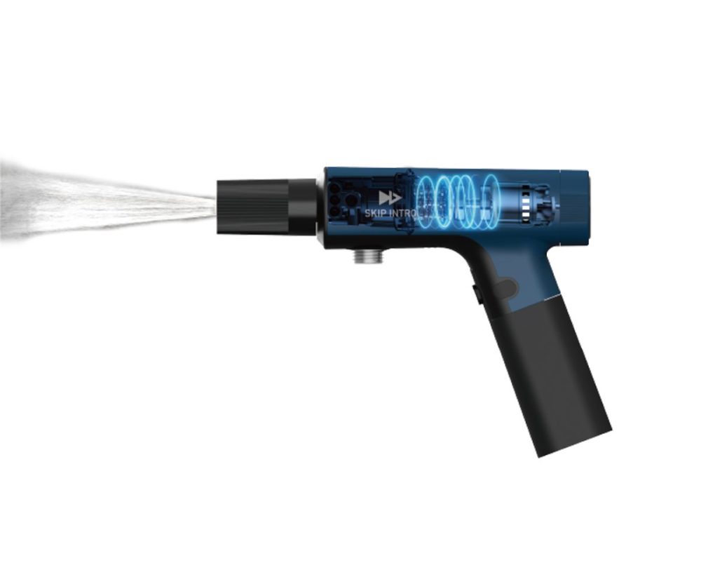 最大吐出水量は約150 L/hで、内蔵式リチウムイオン4000mAhバッテリーにより、約20分～35分間も作動