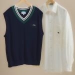 ラコステ×ビームス　チルデン ニット ベスト、ストライプシャツ
