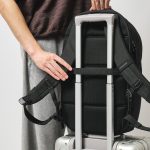 背面にキャリーバー取り付けストラップを装備