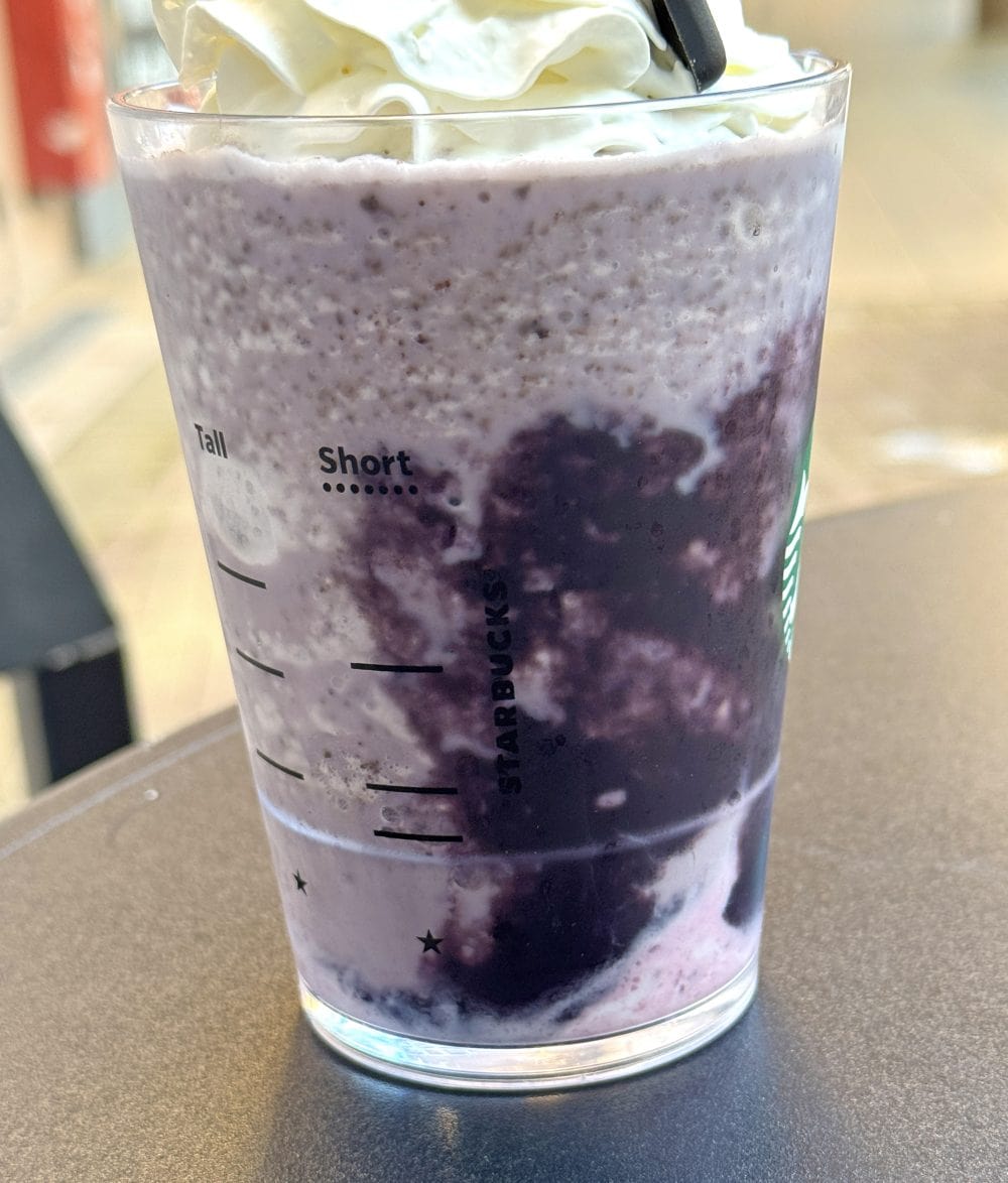 ブラックベリーチョコレートソースとブルーベリーヨーグルトの組み合わせ。濃