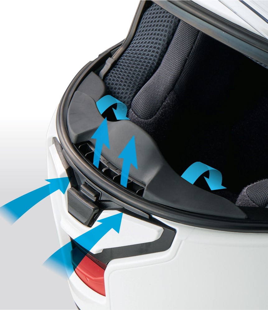 ヘルメット内の環境に快適性をもたらし、ライダーのライディングをサポートするベンチレーションシステムも進化