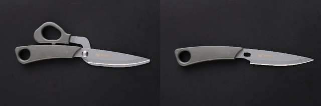 「シザーナイフ」は刃体にフッ素コートを塗布。食材離れがよく、錆びにくい
