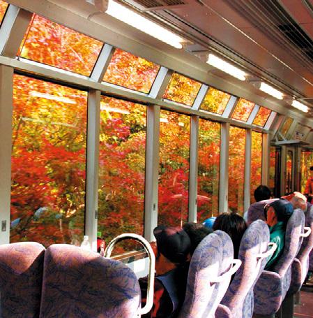 京都府：叡山電車（出町柳～八瀬比叡山口/ 鞍馬）／おひとり様席があるので私のような一人旅でも満喫できますよ。